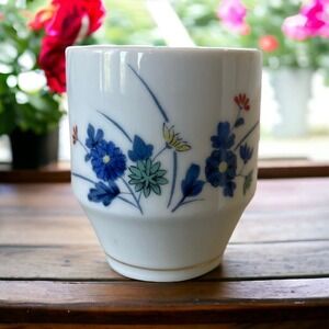 Saki Cup OMC Japan Blue Floral Flowers